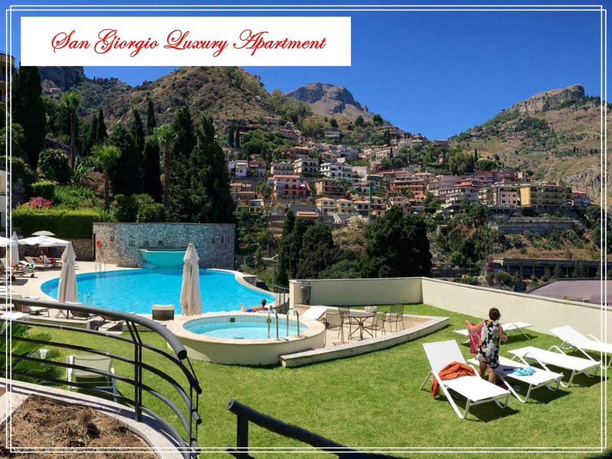 San Giorgio Luxury Apartment Taormina-Panoramic Pool & Parking Space Bagian luar foto