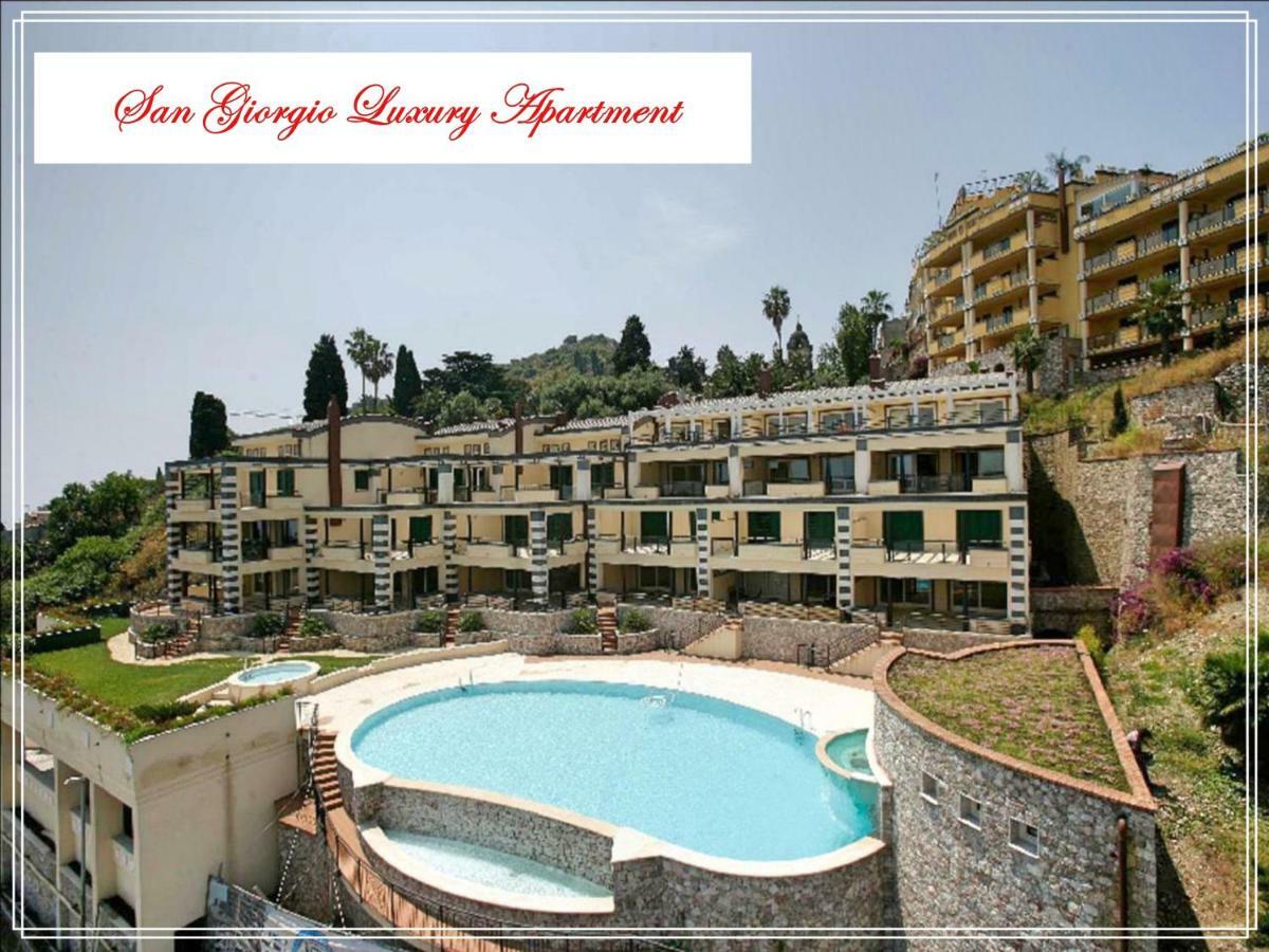 San Giorgio Luxury Apartment Taormina-Panoramic Pool & Parking Space Bagian luar foto